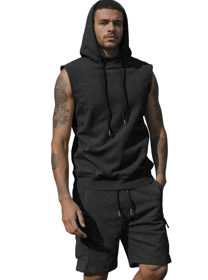 Herren nan Kapuzen-Muskelshirt-Set mit funktionaler Cargobermuda Echo Archiv