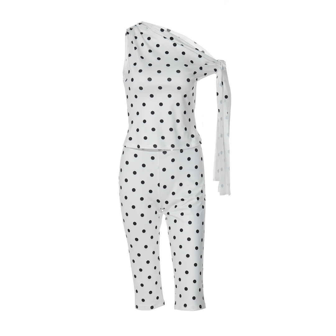 Damen Polka-Dot-Einteiler mit asymmetrischem Schnitt Echo Archiv