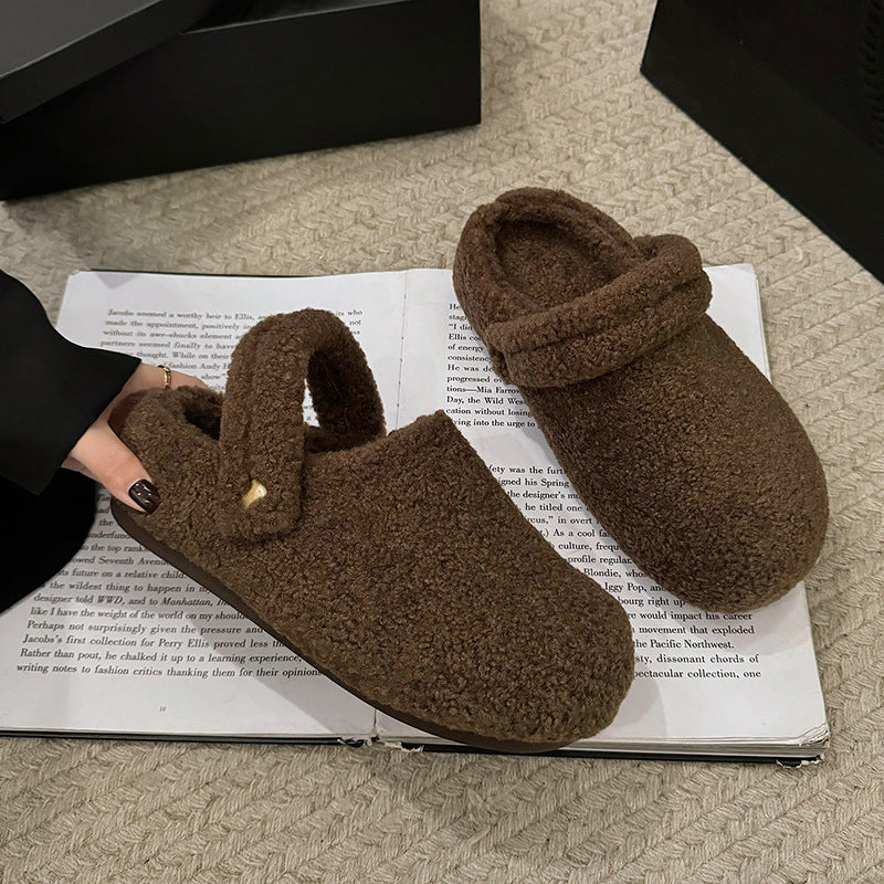 Damen Gefütterte Teddy-Pantoletten mit Umschlag und gepolstertem Komfortfußbett Echo Archiv