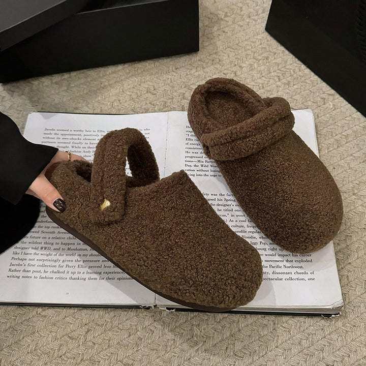 Damen Gefütterte Teddy-Pantoletten mit Umschlag und gepolstertem Komfortfußbett Echo Archiv