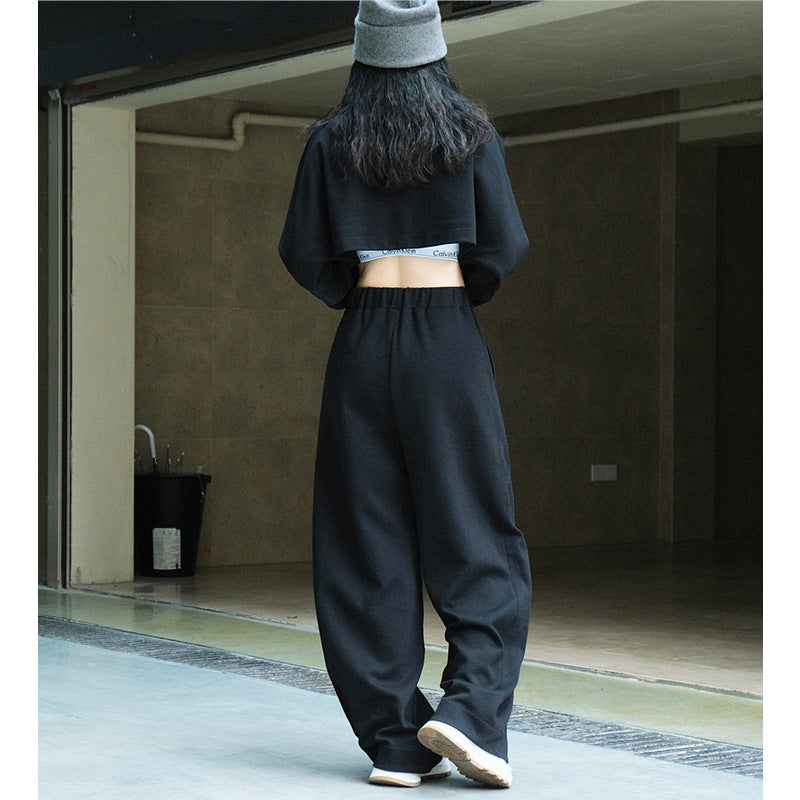 Damen Weite High‑Waist Sweathose aus Baumwoll-Fleece mit Elastbund und seitlichen Eingrifftaschen Echoarchiv