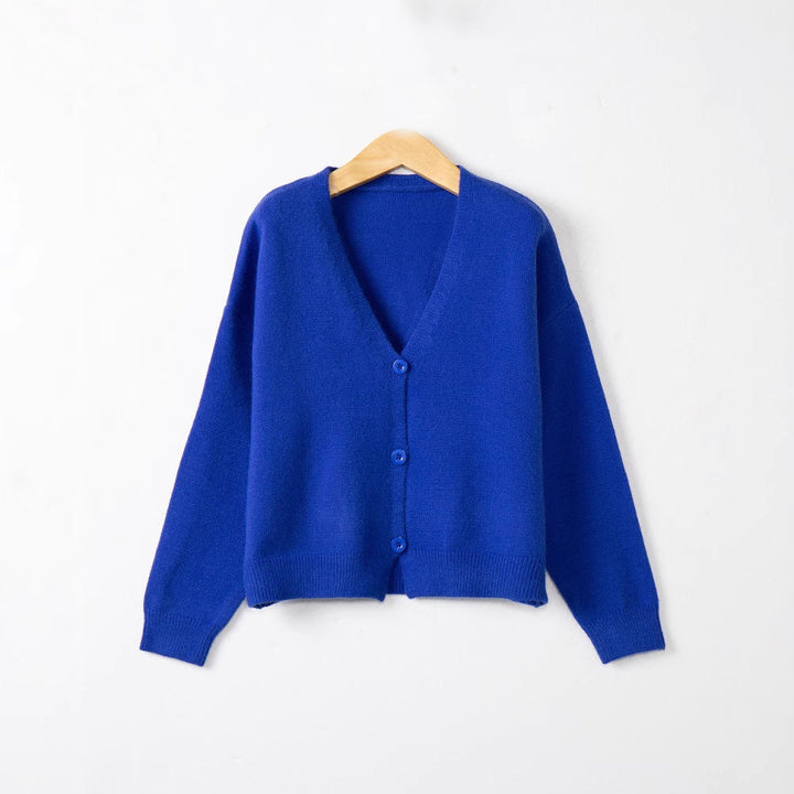 Damen Strickjacke mit V-Ausschnitt und Knopfdetails Echoarchiv