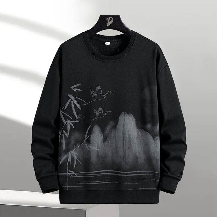 Unisex Oversize‑Sweatshirt mit Pinsel‑Print & geripptem Saum Echoarchiv