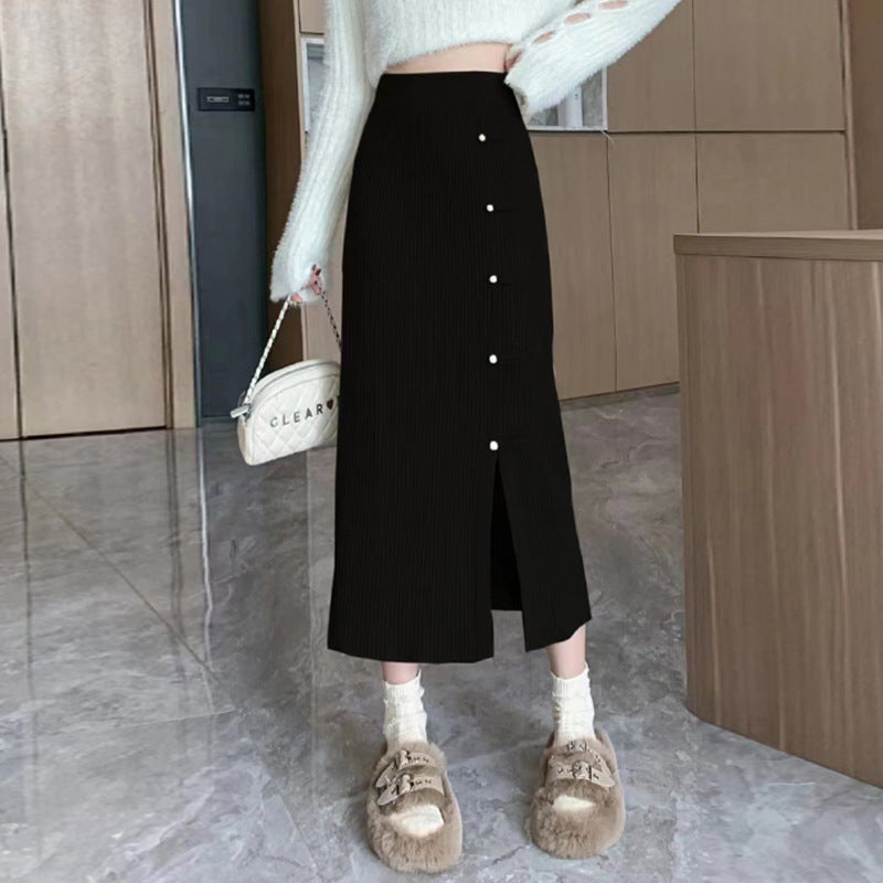 Damen Eleganter und raffinierter Strickrock mit Seitenschlitz Echo Archiv