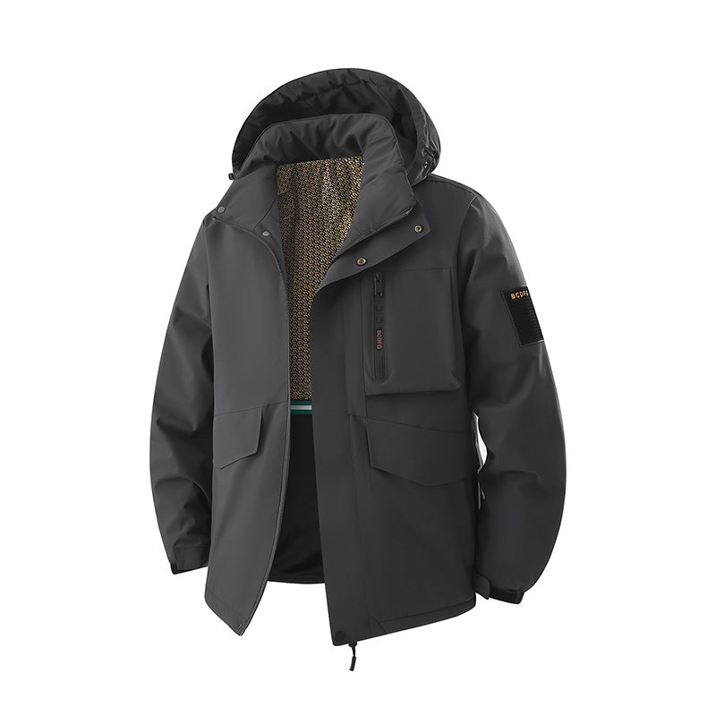 Herren Wasserdichte Outdoor-Multifunktionsjacke mit Kapuze & Fleece-Innenfutter Echoarchiv