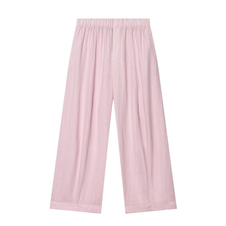 Damen Zweiteiliges Loungewear-Set aus Leinenoptik mit lockerem Pyjama‑Hemd und weiter Palazzo‑Hose Echo Archiv