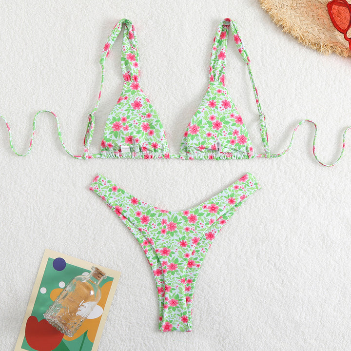 Damen Triangel-Bikini mit verstellbaren Trägern und hohem Schnitt Echo Archiv