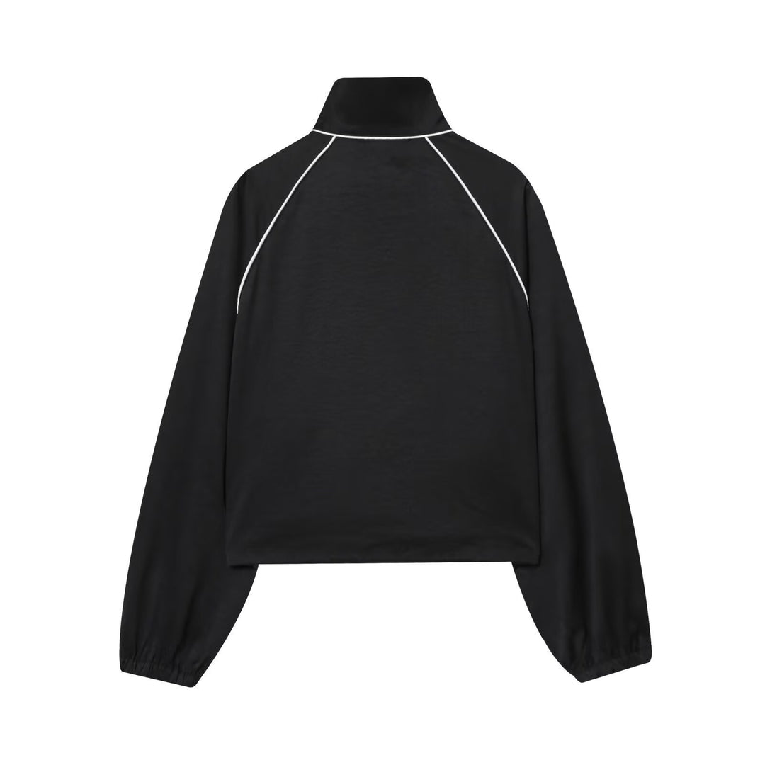 Damen Cropped Sportive Trainingsjacke mit Stehkragen und Kontrastpaspel Echo Archiv