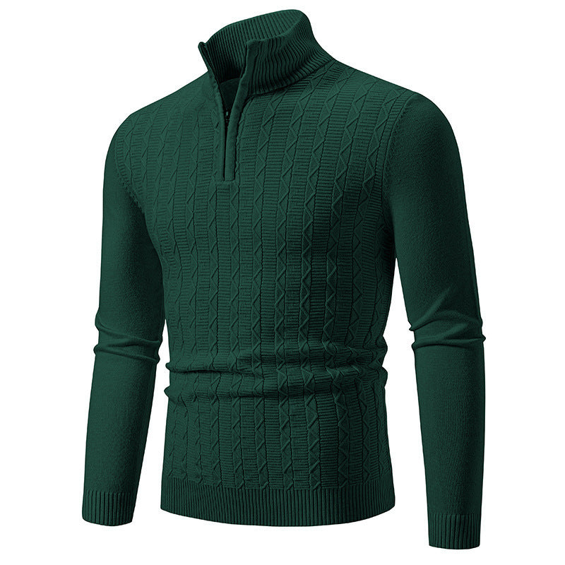 Herren modischer Strickpullover mit Stehkragen und Reißverschluss Echoarchiv