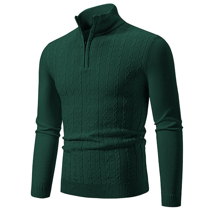 Herren modischer Strickpullover mit Stehkragen und Reißverschluss Echoarchiv