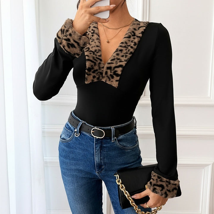 Damen Elegantes Bodys mit Tierfellkragen Echo Archiv