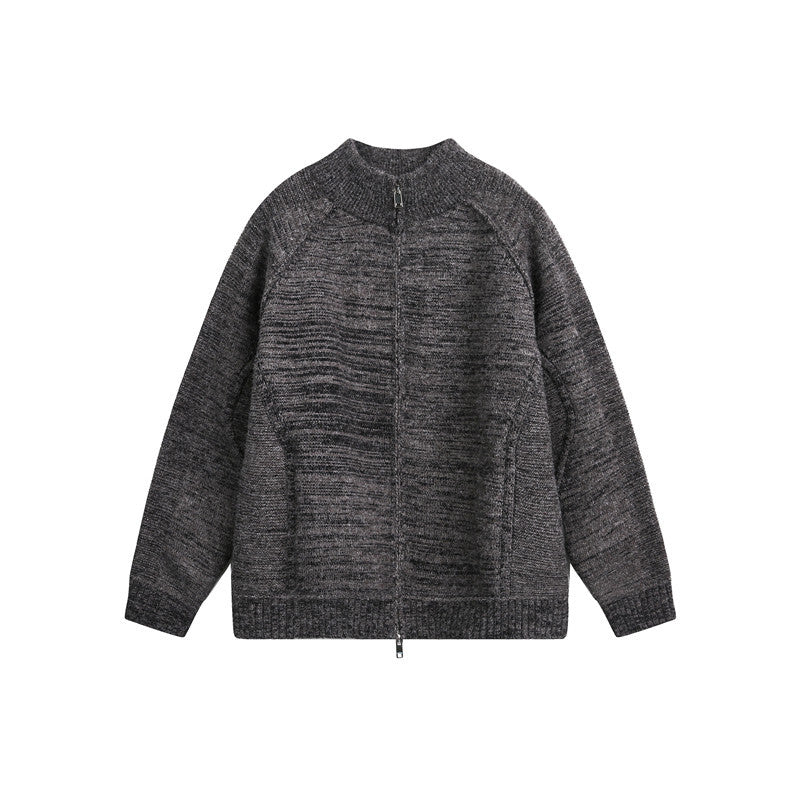 Unisex Strick‑Zipjacke mit Stehkragen, Raglanärmeln und gerippten Bündchen Echo Archiv