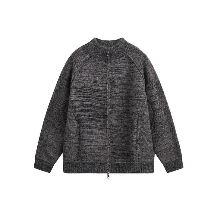 Unisex Strick‑Zipjacke mit Stehkragen, Raglanärmeln und gerippten Bündchen Echo Archiv