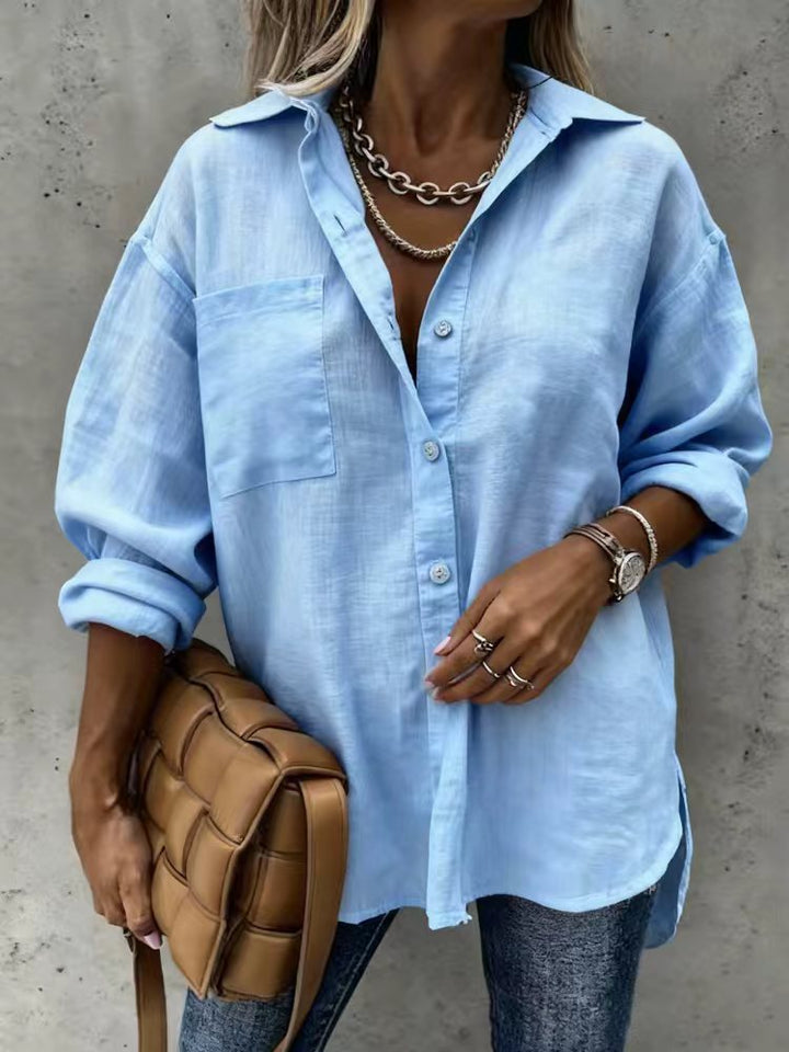 Damen Leichte und lässige Bluse mit Brusttasche Echo Archiv