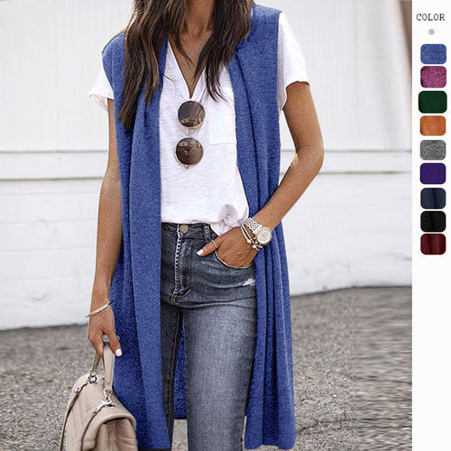 Damen offene Strickjacke mit lässigem Schnitt und langen Seitenpartien Echoarchiv