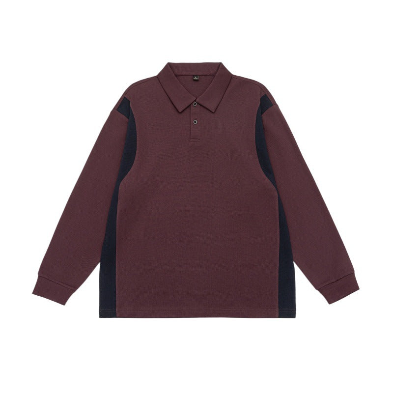 Unisex Langarm-Poloshirt im Oversize-Sweatstyle mit Kontrast-Seiteneinsätzen Echoarchiv