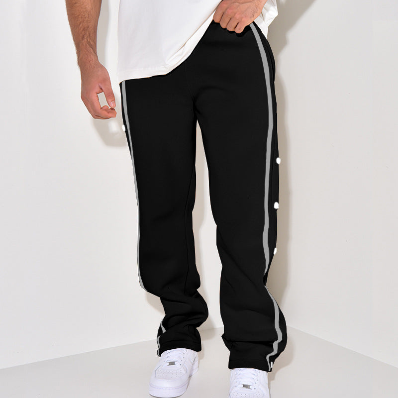 Herren Sportliche Sweatpants mit seitlichen Druckknöpfen und Kontraststreifen Echoarchiv