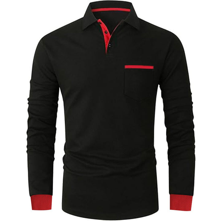 Herren Langarm Poloshirt mit Kontrastdetails Echoarchiv