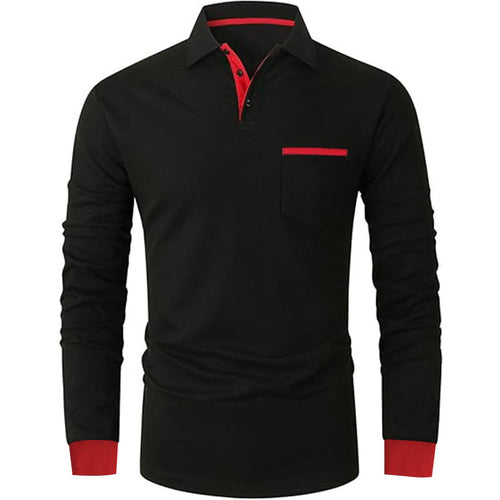 Herren Langarm Poloshirt mit Kontrastdetails Echoarchiv