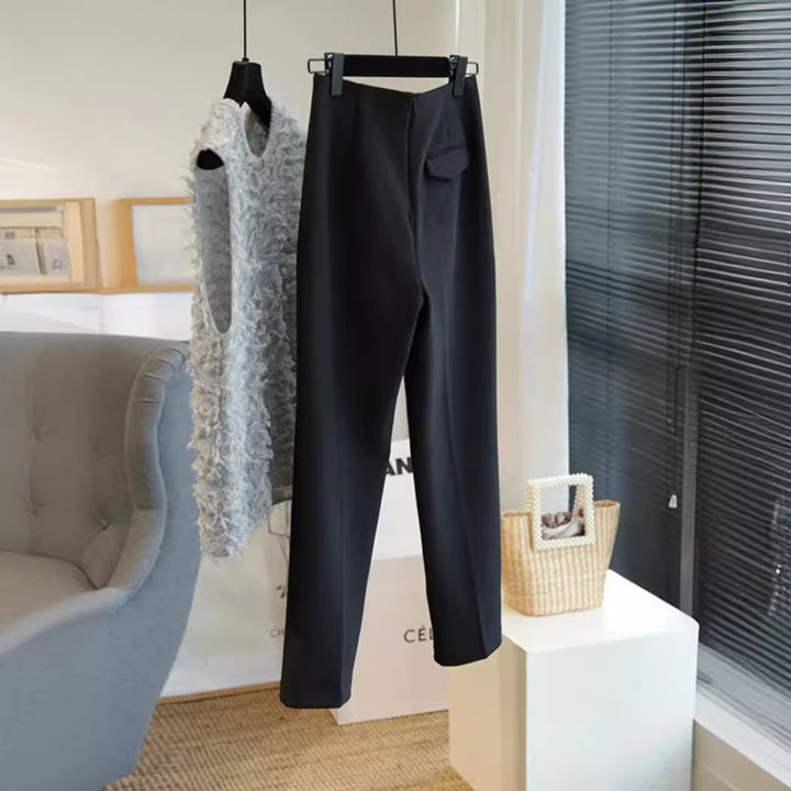 Damen Elegante Hoch taillierte Stoffhose Echoarchiv