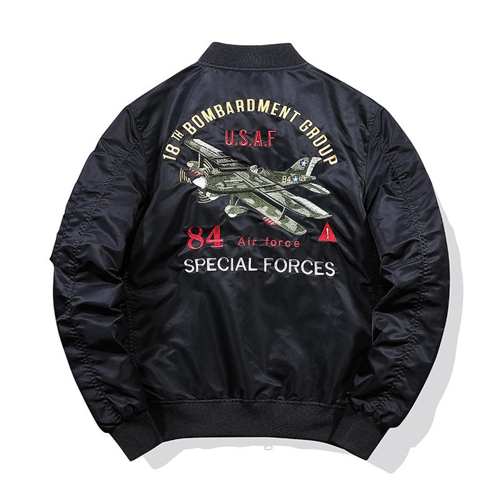 Herren Bomberjacke mit dekorativen Patch‑Applikationen, MA‑1‑Inspiriertes Utility‑Design – Brevano