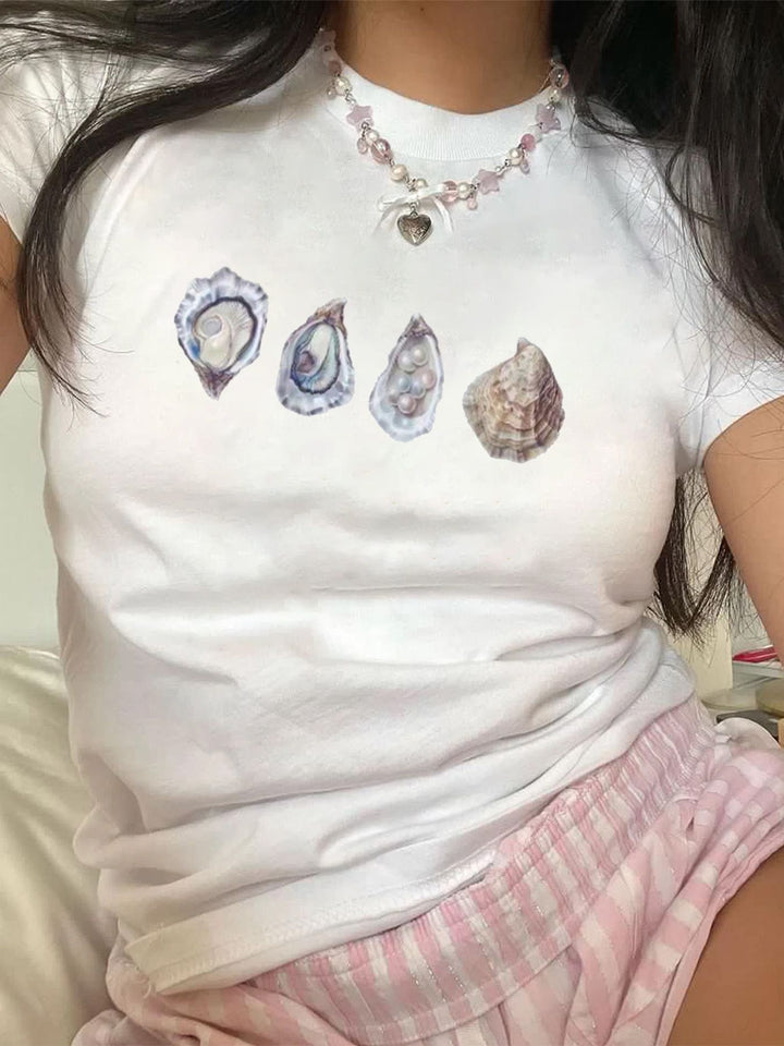 Damen Crop-T-Shirt mit auffälligem Statement-Print Echo Archiv 1777452337