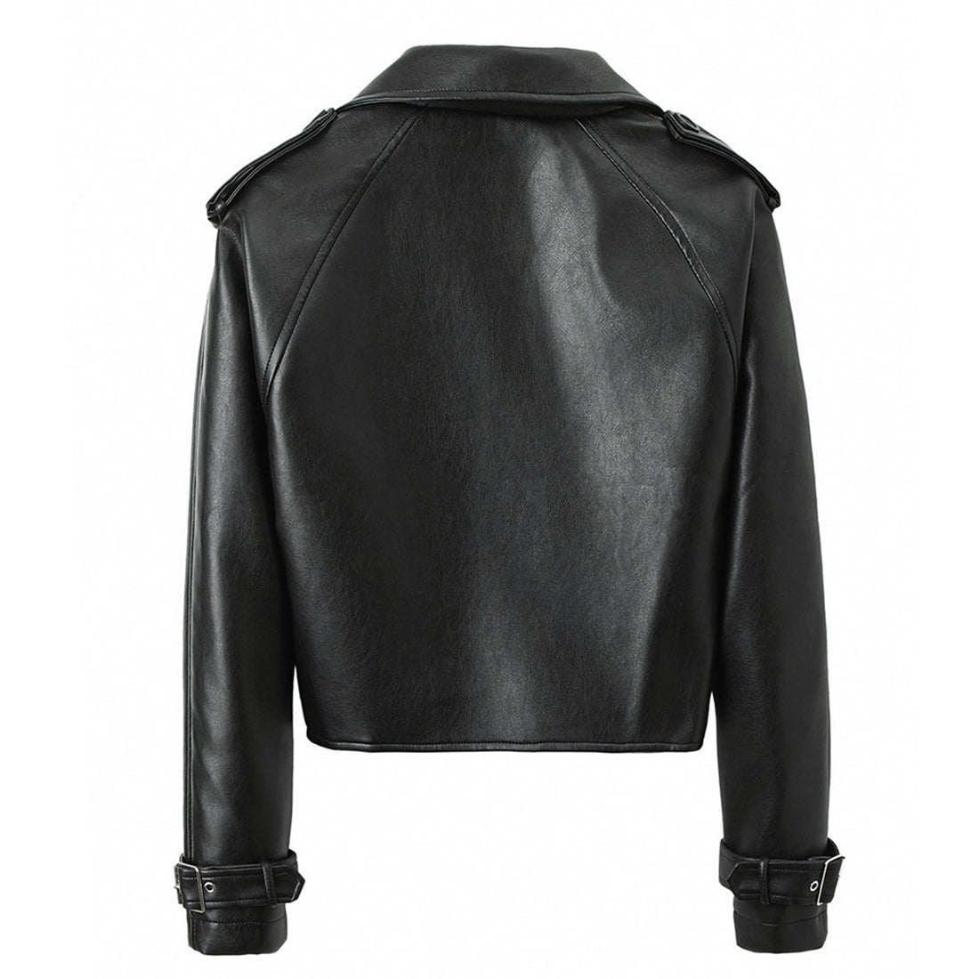Damen Modische Cropped Kunstlederjacke – Célinea