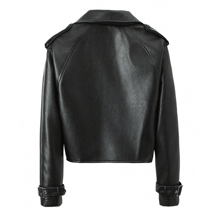 Damen Modische Cropped Kunstlederjacke Echo Archiv