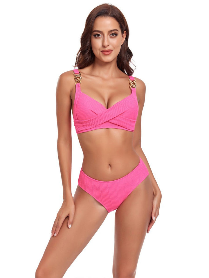 Damen Bikini-Set mit gekreuztem Oberteil und dekorativen Schnallen Echo Archiv