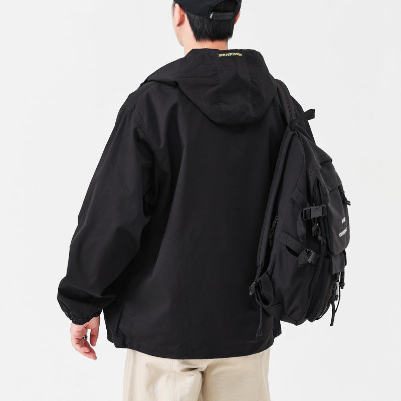 Herren Kapuzen-Anorak Pulloverjacke im Oversize-Utility-Stil Echoarchiv