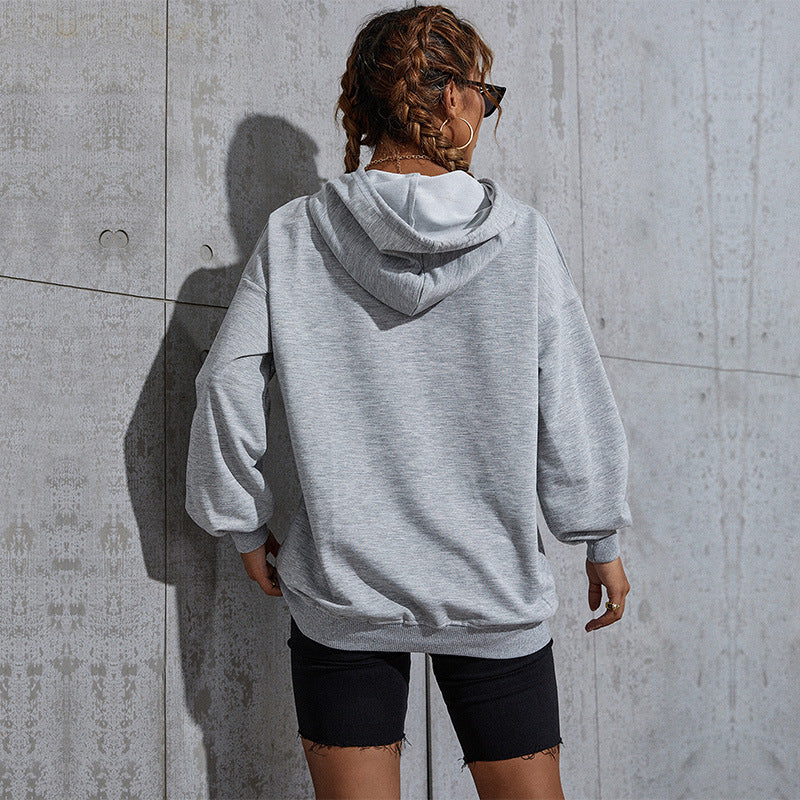 Damen Oversize-Kapuzenpullover mit Kängurutasche und gerippten Bündchen Echoarchiv