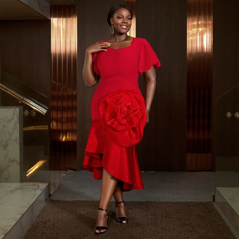 Damen Elegantes Abendkleid mit voluminösem Blumenakzent Echo Archiv