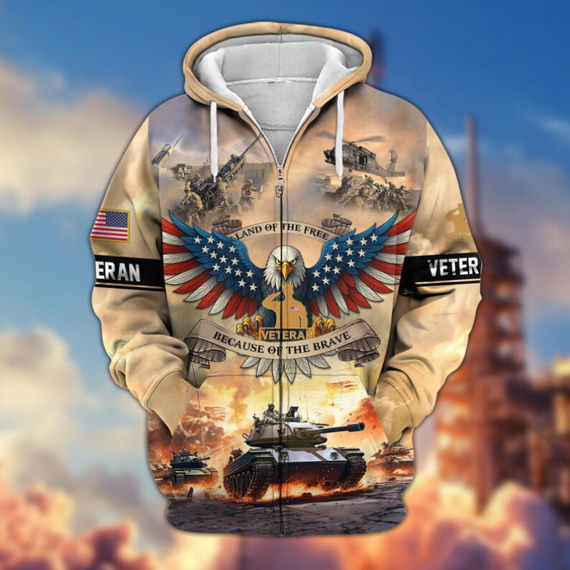 Herren Kapuzensweater mit amerikanischem Veteranenmotiv Echoarchiv