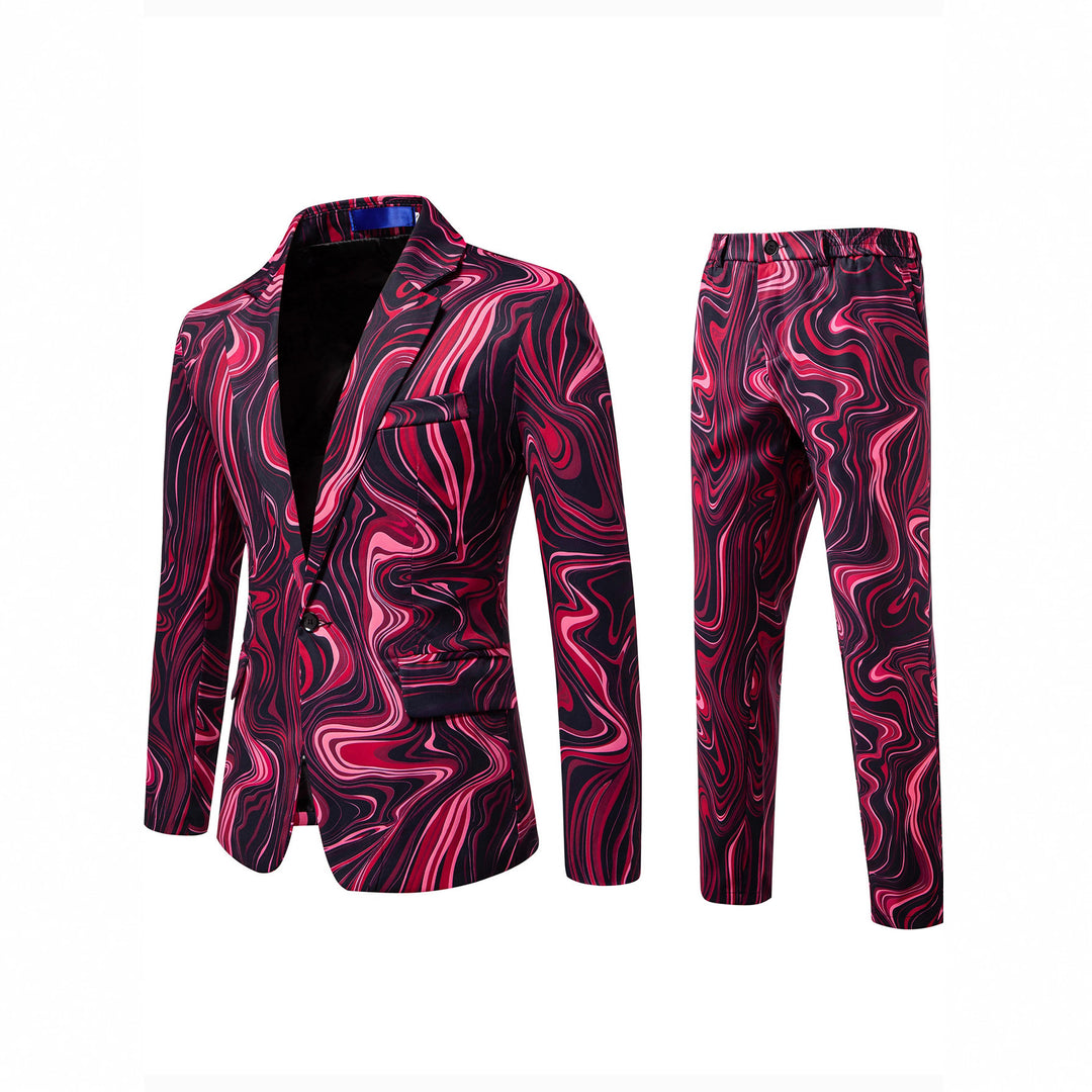 Herren Zweiteiliges Statement-Sakko und Anzughose mit psychedelischem Swirl-Print Echo Archiv