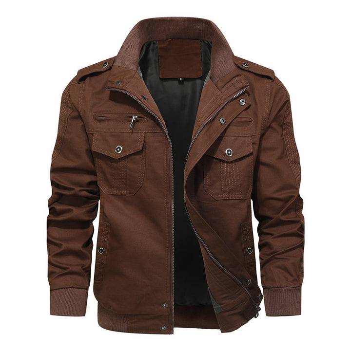 Herren robuste Canvas-Fieldjacke mit Stehkragen, Mehrfachtaschen und Rippbündchen Echoarchiv