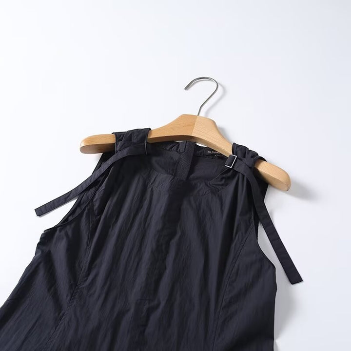 Damen luftiges Maxi-Kleid mit Spaghetti-Trägern und voluminösem Saum Echo Archiv