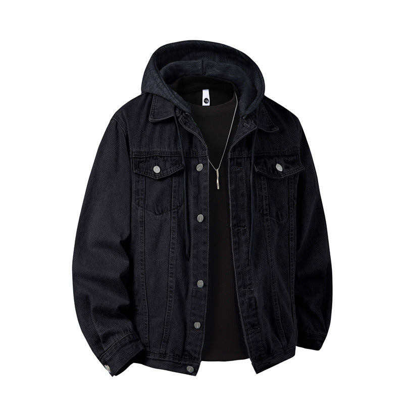 Herren nan Jeansjacke mit angenähter Kapuze Lagenlook robuste Baumwollmischung Echo Archiv