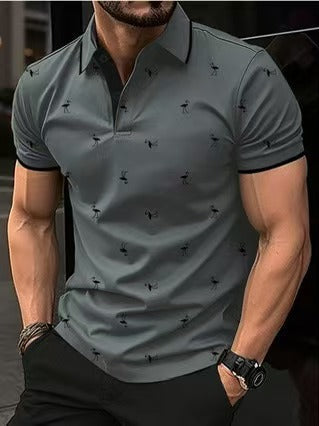 Herren hochwertiges Poloshirt mit stilvollem Muster Echoarchiv