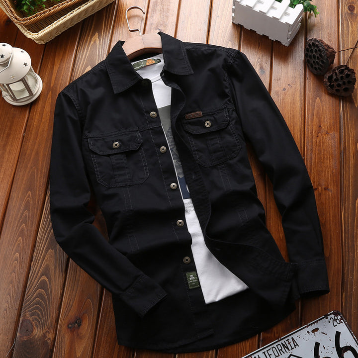 Herren vielseitiges Canvas-Overshirt mit Klappbrusttaschen, verstärkten Nähten und regular fit – Taviero