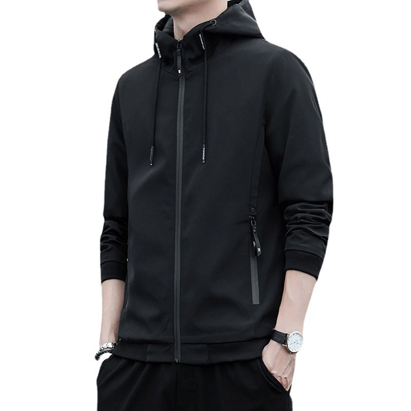 Herren Urbaner Softshell-Hoodie mit getapten Nähten, verstellbarer Kapuze und Zipper-Taschen Echoarchiv
