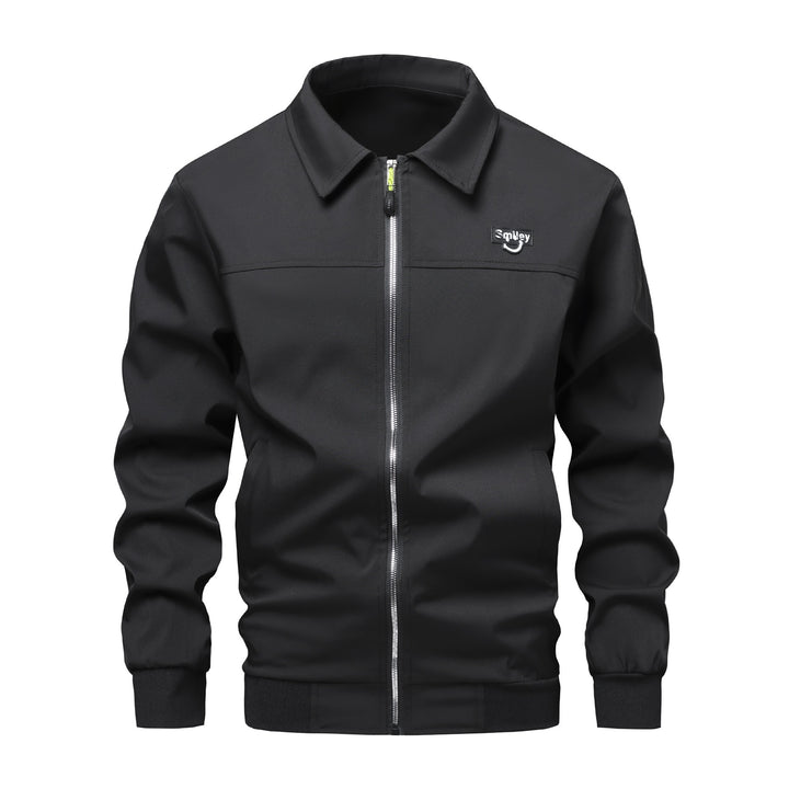Herren Collar-Zip-Blouson aus Softshell mit gerippten Bündchen & Smiley-Patch Echo Archiv