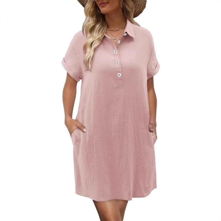 Damen lässiges Hemdkleid mit Knopfleiste und Seitentaschen Echo Archiv