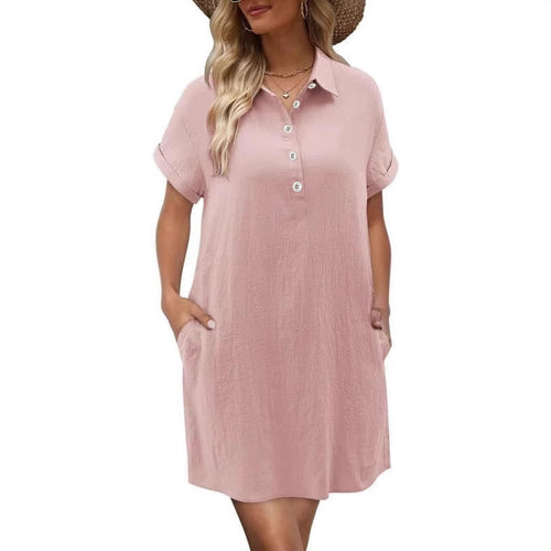 Damen lässiges Hemdkleid mit Knopfleiste und Seitentaschen Echo Archiv