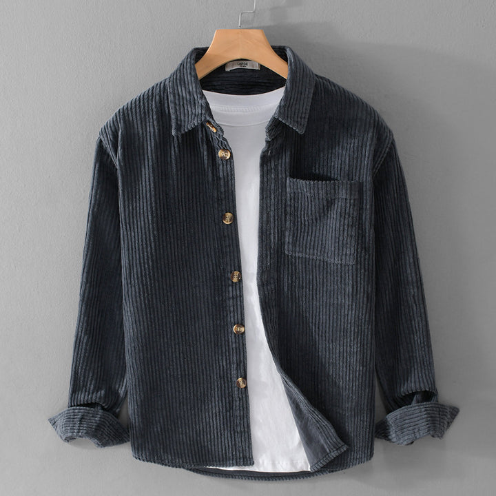 Herren Cord-Overshirt mit breiter Rippenstruktur, Brusttasche und Relaxed-Fit Echoarchiv