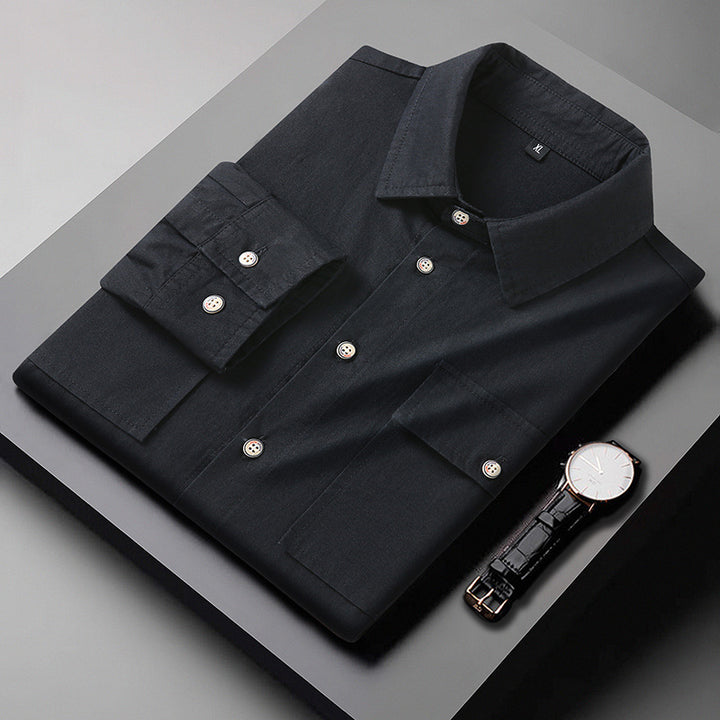 Herren Modernes Slim‑Fit Baumwollmix‑Hemd mit Brusttaschen und Kentkragen Echo Archiv