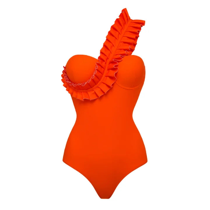 Damen Badeanzug mit asymmetrischem Volant-Design Echo Archiv