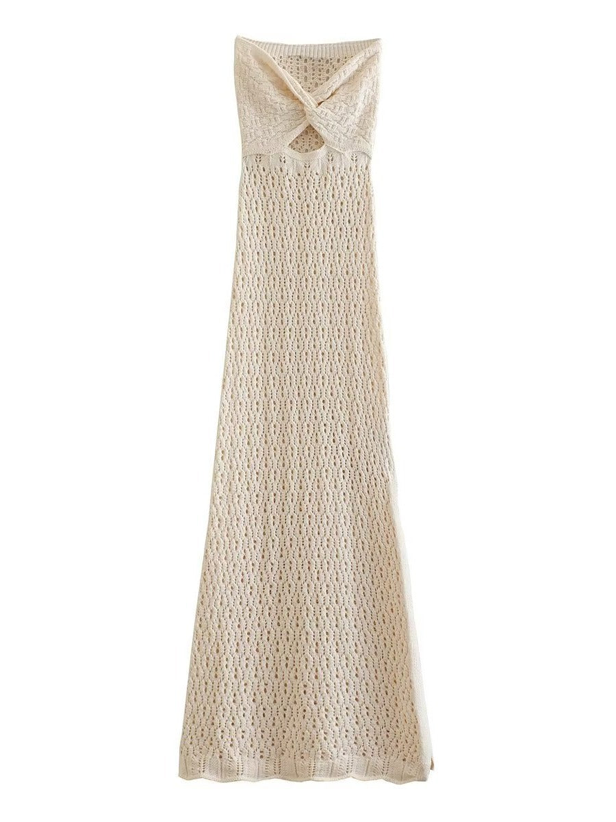 Damen gehäkeltes Maxikleid mit offener Rückenpartie Echo Archiv