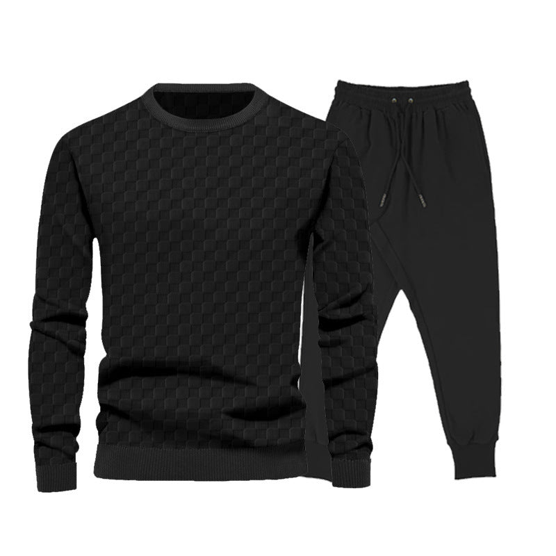 Herren lässiges Sport-Set mit kariertem Design und elastischem Bund Echoarchiv
