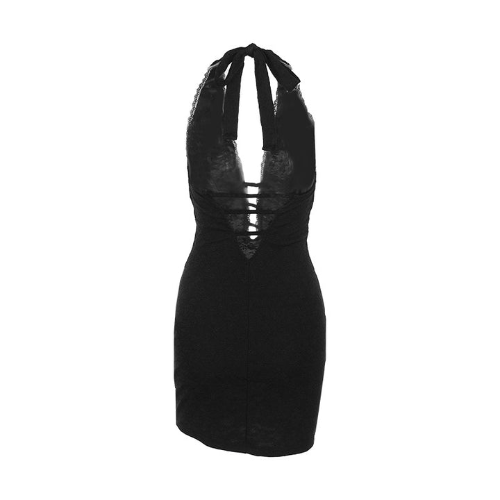 Damen Sexy Mini-Kleid mit tiefem Halterneck und raffiniertem Cut-Out Echo Archiv