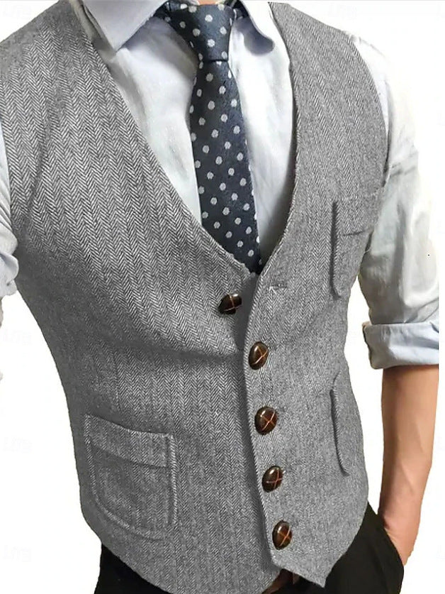 Herren Eleganter Weste aus Herringbone-Stoff Echo Archiv